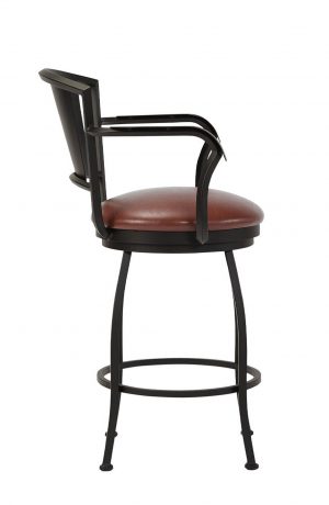 Wesley Allen's Berkeley Swivel Bar Stool with Arms in Black - View of Side