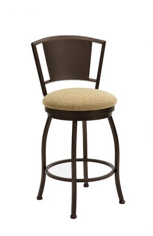 Wesley Allen's Berkeley Swivel Barstool with Metal Back and Round Seat Cushion