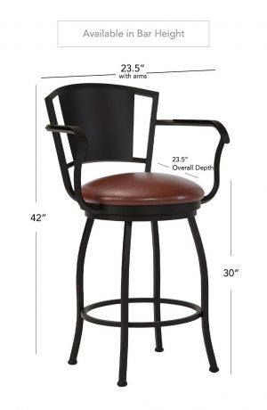 Wesley Allen's Berkeley Swivel Stool with Arms in Bar Height