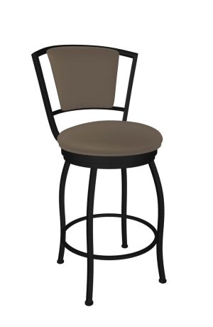 Wesley Allen's Boise Black and Brown Swivel Counter Stool with Back