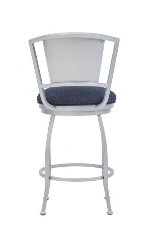 Wesley Allen's Boise Swivel Bar Stool in Opaque Light Silver with Blue Seat and Back Fabric - Back View