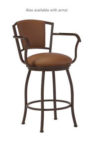 Wesley Allen's Boise Traditional Brown Swivel Bar Stool with Arms