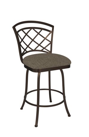 Wesley Allen's Boston Bronze Swivel Bar Stool with Lattice Back