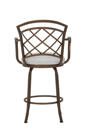Wesley Allen's Boston Bronze Swivel Bar Stool with Lattice Back and Arms - Back View
