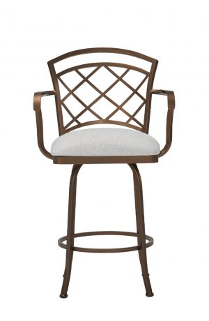 Wesley Allen's Boston Bronze Swivel Bar Stool with Lattice Back and Arms - Front View