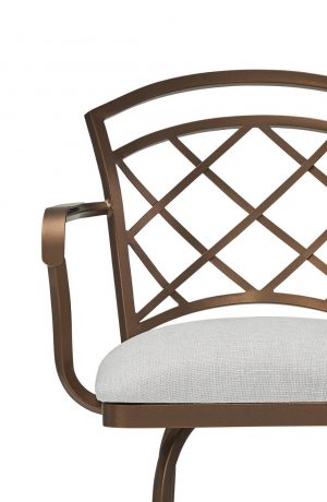 Wesley Allen's Boston Bronze Swivel Bar Stool with Lattice Back and Arms - Front Close Up