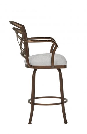 Wesley Allen's Boston Bronze Swivel Bar Stool with Lattice Back and Arms - Side View