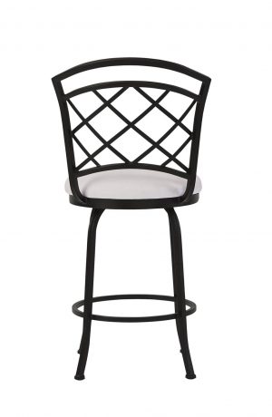 Wesley Allen's Boston Swivel Bar Stool in Black Metal and Aspen Pure White Vinyl - Back View