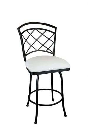 Wesley Allen's Boston Swivel Barstool, Lattice Back Design and Square Seat Cushion
