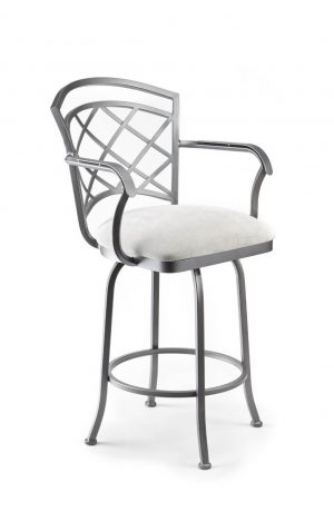 Wesley Allen's Boston Swivel Barstool with Arms and Lattice Back Design