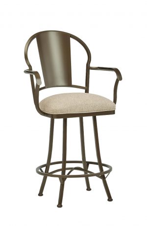 Wesley Allen's Cleveland Swivel Bar Stool with Arms in Expresso Metal Finish