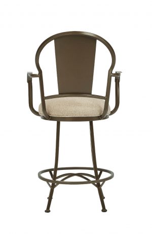 Wesley Allen's Cleveland Swivel Bar Stool with Arms in Expresso Metal Finish - Back View