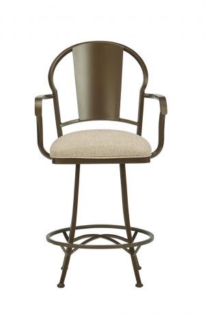 Wesley Allen's Cleveland Swivel Bar Stool with Arms in Expresso Metal Finish - Front View