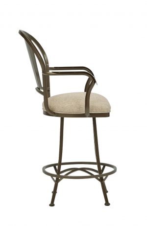 Wesley Allen's Cleveland Swivel Bar Stool with Arms in Expresso Metal Finish - Side View