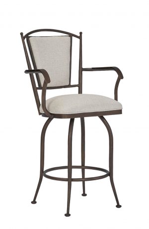 Wesley Allen's Durham Traditional Swivel Bar Stool with Arms in Copper