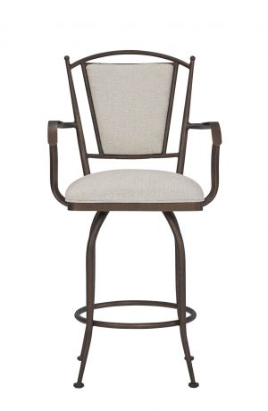 Wesley Allen's Durham Traditional Swivel Bar Stool with Arms in Copper - Front View