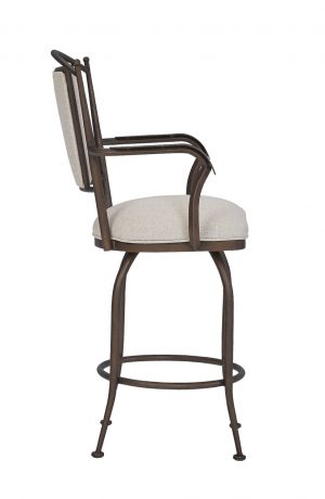 Wesley Allen's Durham Traditional Swivel Bar Stool with Arms in Copper - Side View
