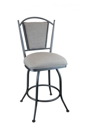 Wesley Allen's Durham Upholstered Swivel Bar Stool with Back in Gray