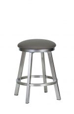 Wesley Allen's Edmonton Backless Swivel Bar Stool in Stainless metal with Round Seat Cushion