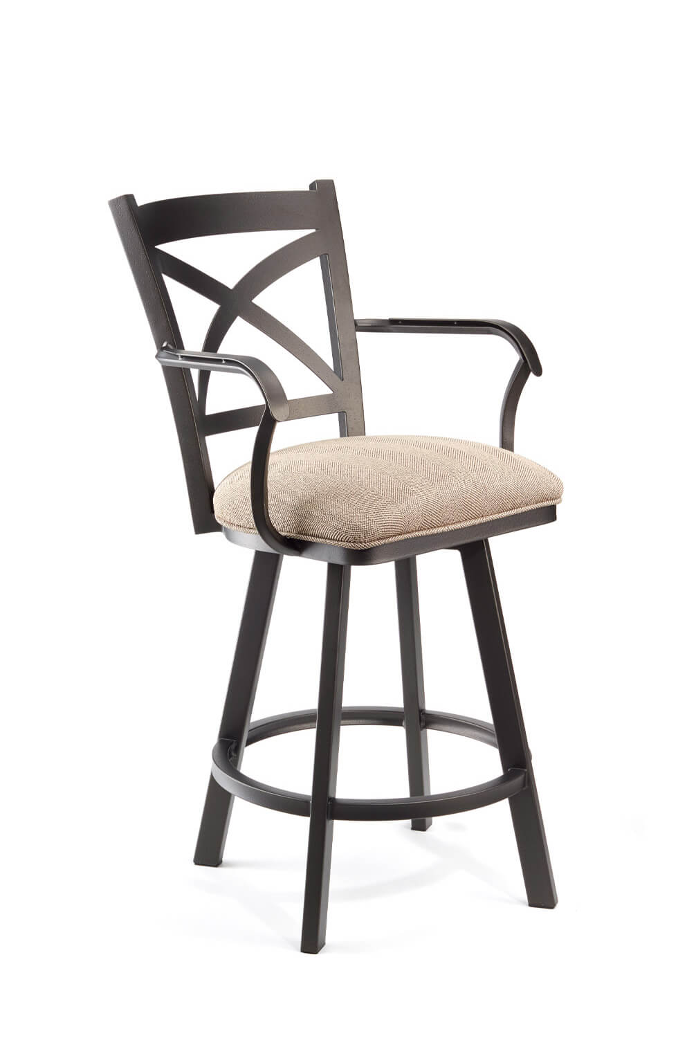 Edmonton Swivel Stool with Cross Back and Arms
