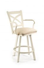 Wesley Allen's Edmonton Swivel Stool with Cross Back Design and Arms