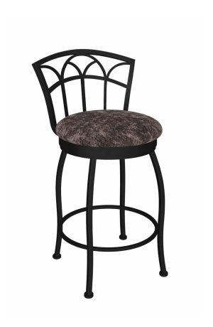 Wesley Allen's Fresno Black Swivel Stool with Brown Fabric