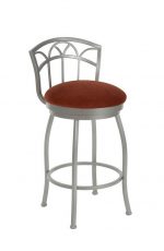 Wesley Allen's Fresno Swivel Bar Stool with Low Back in Silver Metal Finish and Red Seat Cushion