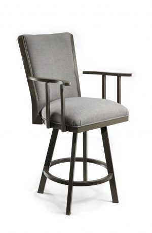 Wesley Allen's Humphrey Upholstered Swivel Bar Stool with Back and Arms