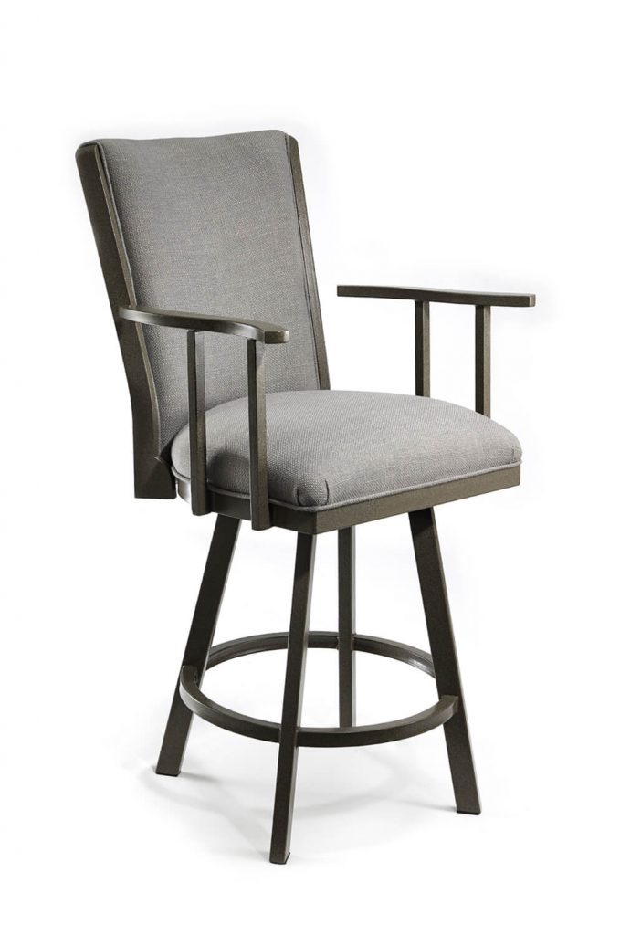 Wesley Allen's Humphrey Upholstered Swivel Bar Stool with Back and Arms