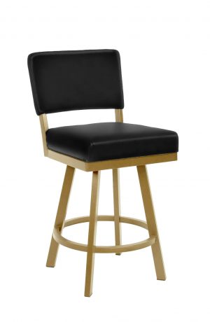 Wesley Allen's Miami Gold Swivel Bar Stool with Black Seat Back Vinyl