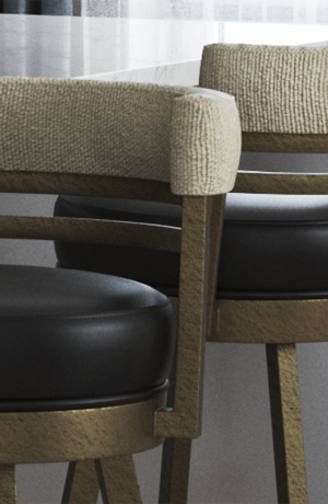 Wesley Allen's Miramar Duo Fabrics on Bar Stools - Close Up
