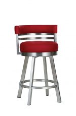 Wesley Allen's Miramar Swivel Bar Stool in Stainless Steel with Curved Low Padded Back