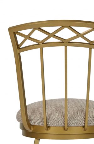 Wesley Allen's Pittsburg Swivel Metal Bar Stool with Slat Back in Gold - Back View Close Up