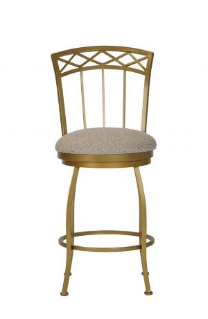 Wesley Allen's Pittsburg Swivel Metal Bar Stool with Slat Back in Gold - Front View