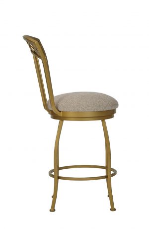 Wesley Allen's Pittsburg Swivel Metal Bar Stool with Slat Back in Gold - Side View