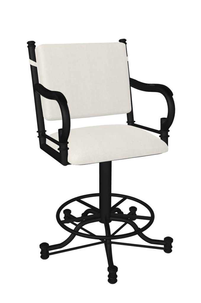 Wesley Allen's Portland Black Metal Tilt Swivel Bar Stool with Arms