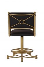 Wesley Allen's Portland Gold Tilt Swivel Bar Stool with Arms and Black Cushion - Back View