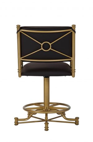 Wesley Allen's Portland Gold Tilt Swivel Bar Stool with Arms and Black Cushion - Back View