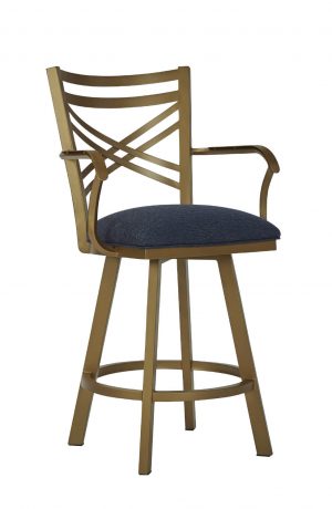 Wesley Allen's Raleigh Bronze Swivel Bar Stool with Arms and Seat Cushion