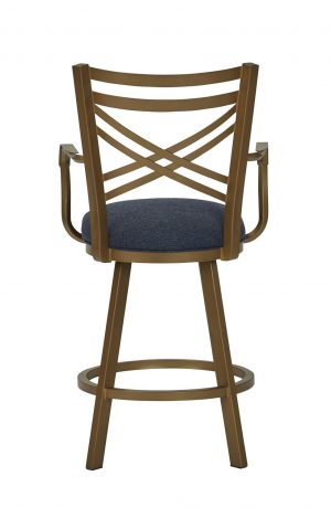 Wesley Allen's Raleigh Bronze Swivel Bar Stool with Arms and Seat Cushion - Back View