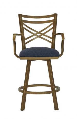 Wesley Allen's Raleigh Bronze Swivel Bar Stool with Arms and Seat Cushion - Front View
