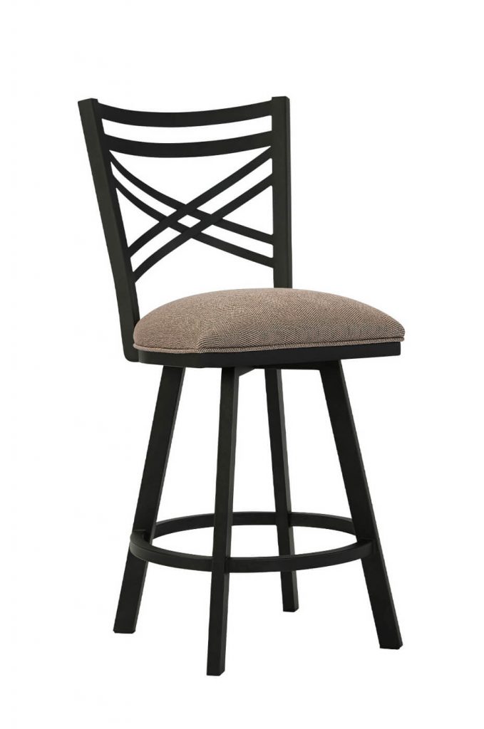 Wesley Allen's Raleigh Traditional Black and Brown Metal Bar Stool with Cross Back Design