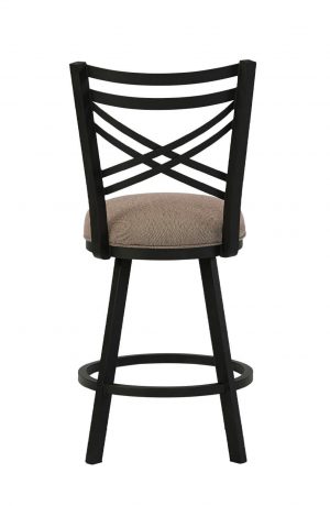 Wesley Allen's Raleigh Traditional Black and Brown Metal Bar Stool with Cross Back Design - Back View