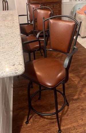 Wesley Allen's Durham Black and Brown Swivel Bar Stool in Customer's Kitchen