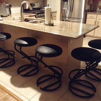 Lisa Furniture's 97 Modern Round Backless Stool in Black with Seat Cushion and Metal Base