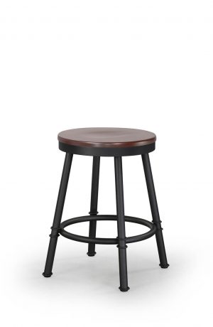 Trica's Sal Backless Swivel Metal Stool with Round Wood Seat