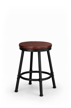 Trica's Sal Black Backless Counter Stool with Cherry Wood Seat