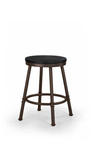 Trica's Sal Brown Backless Bar Stool with Black Wood Seat