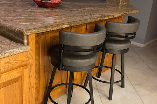 Amisco's Ronny Swivel Barstools with 51 Harley Metal Finish - Shown in Kitchen