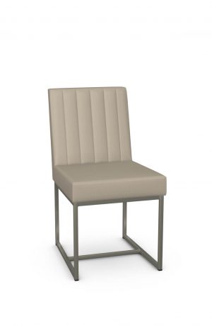 Amisco's Darcy Modern Dining Chair with Vertical Channel Quilting on Back and Sled Base